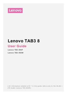Lenovo Tab 3 8 manual. Smartphone Instructions.